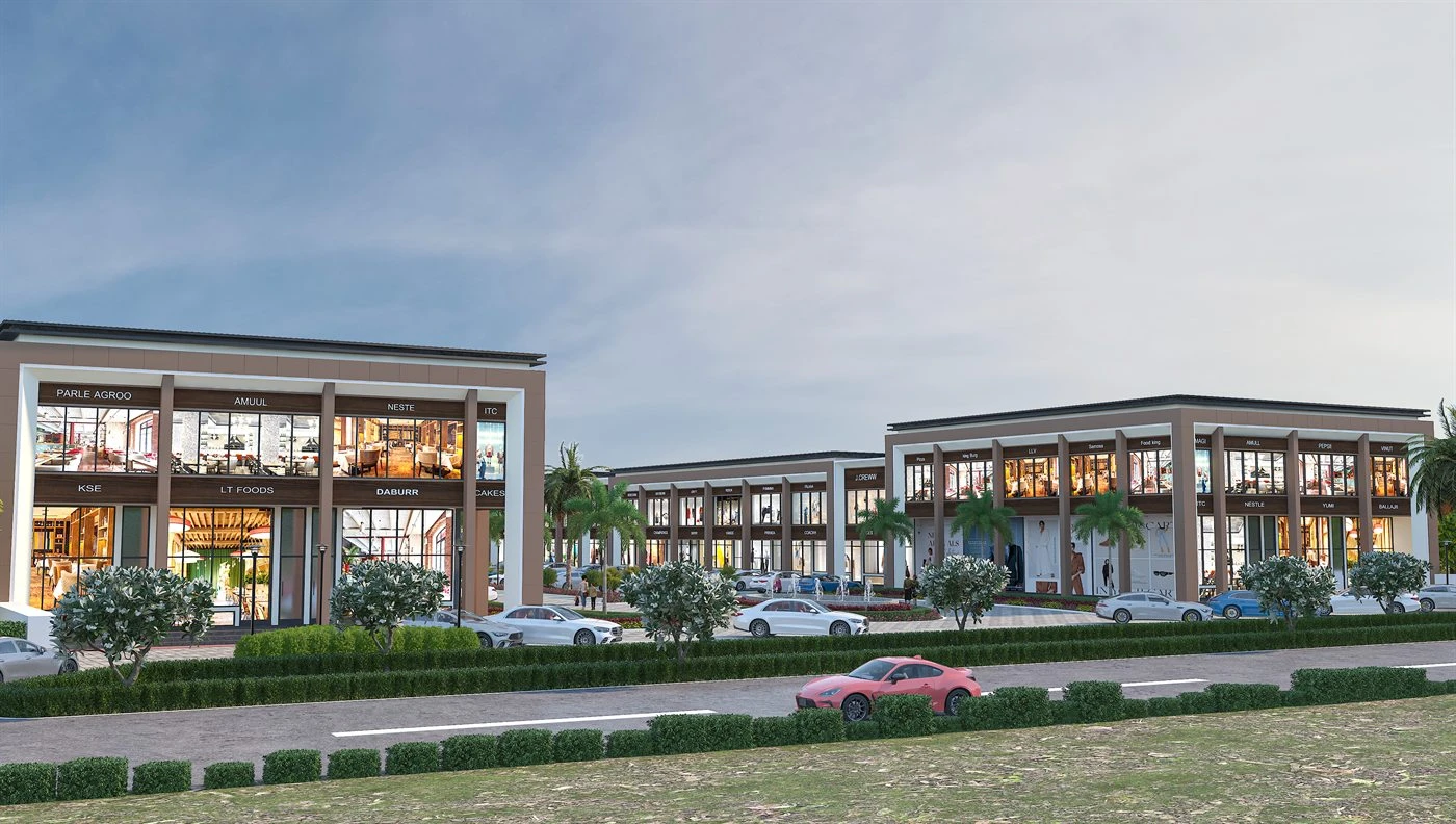 Front elevation render of SHRIH PLAZA