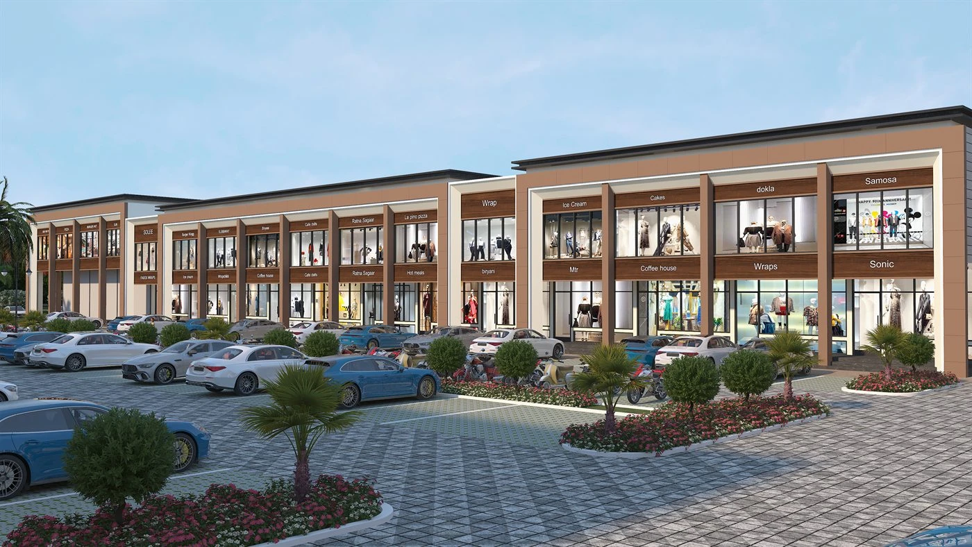 Left side elevation render of SHRIH PLAZA