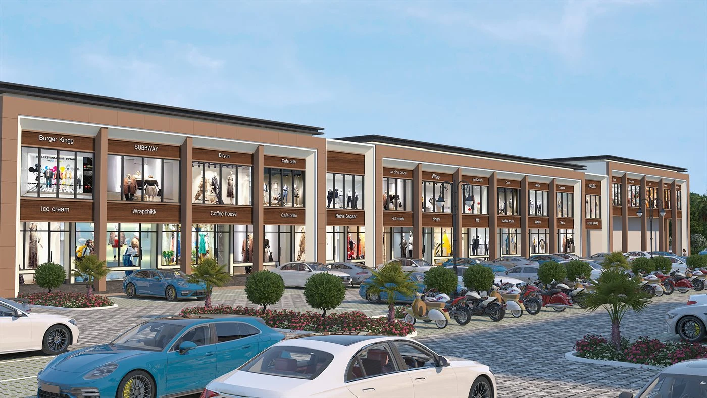 Right side elevation render of SHRIH PLAZA